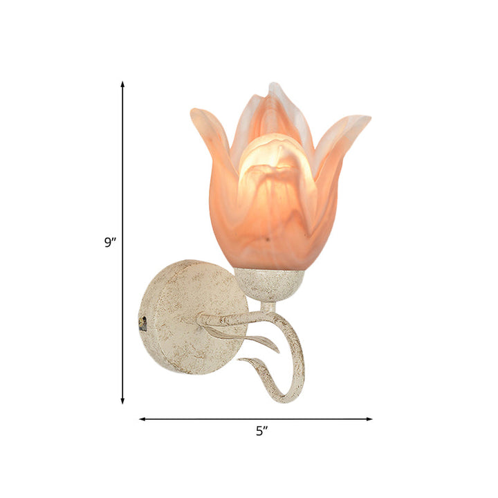 Skørter | White floral wall lamp lighting Tradition Frosted Glass 1 main living room wall lighting