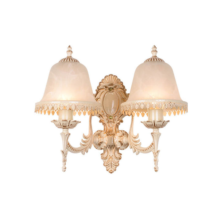 Skørter | 1/2 Lichten Bell Wall Lamp Classic Beige Frosted Glass Wall Mounted Lighting Fixture for Living Room