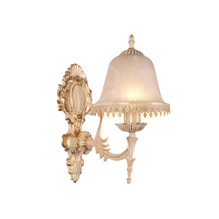 Skørter | 1/2 Lichten Bell Wall Lamp Classic Beige Frosted Glass Wall Mounted Lighting Fixture for Living Room
