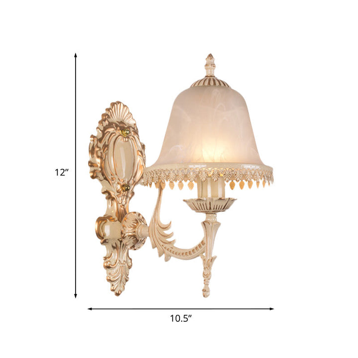 Skørter | 1/2 Lichten Bell Wall Lamp Classic Beige Frosted Glass Wall Mounted Lighting Fixture for Living Room