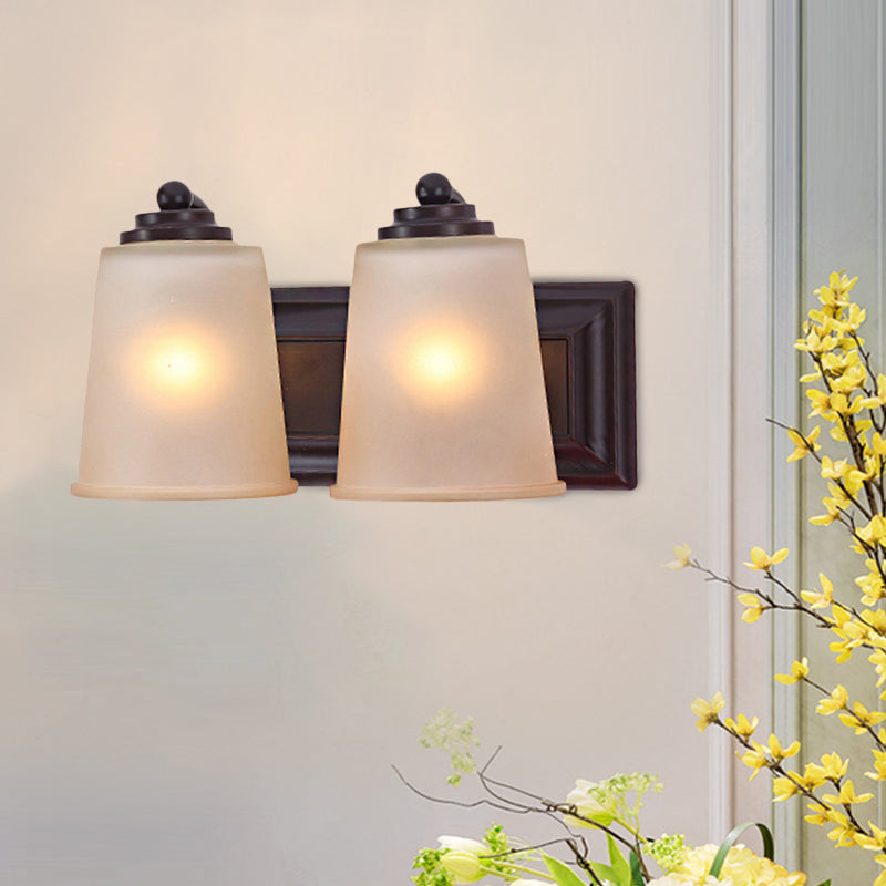 Skørter | 2 Lights Conical Wall Lamp Traditional Black Matt Glass Wall Lamp Light Installation