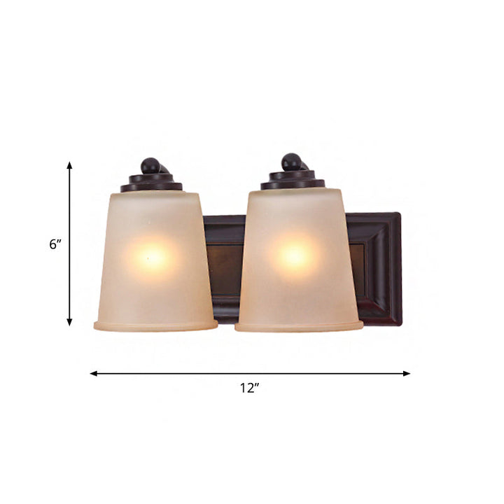 Skørter | 2 Lights Conical Wall Lamp Traditional Black Matt Glass Wall Lamp Light Installation