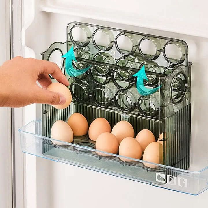 Lisslune | Clear Egg Organizer – Space-Saving Rolling Fridge Storage