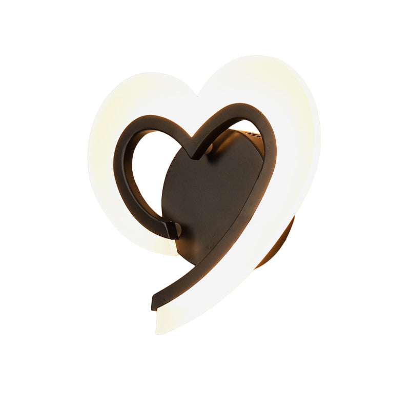 Skørter | Minimalist Love Heart Wall Lamp Acrylic Bedside LED Candle Holder Lighting Fixture in Blue/White/Black