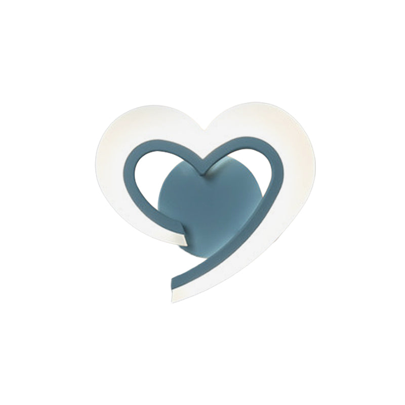 Skørter | Minimalist Love Heart Wall Lamp Acrylic Bedside LED Candle Holder Lighting Fixture in Blue/White/Black