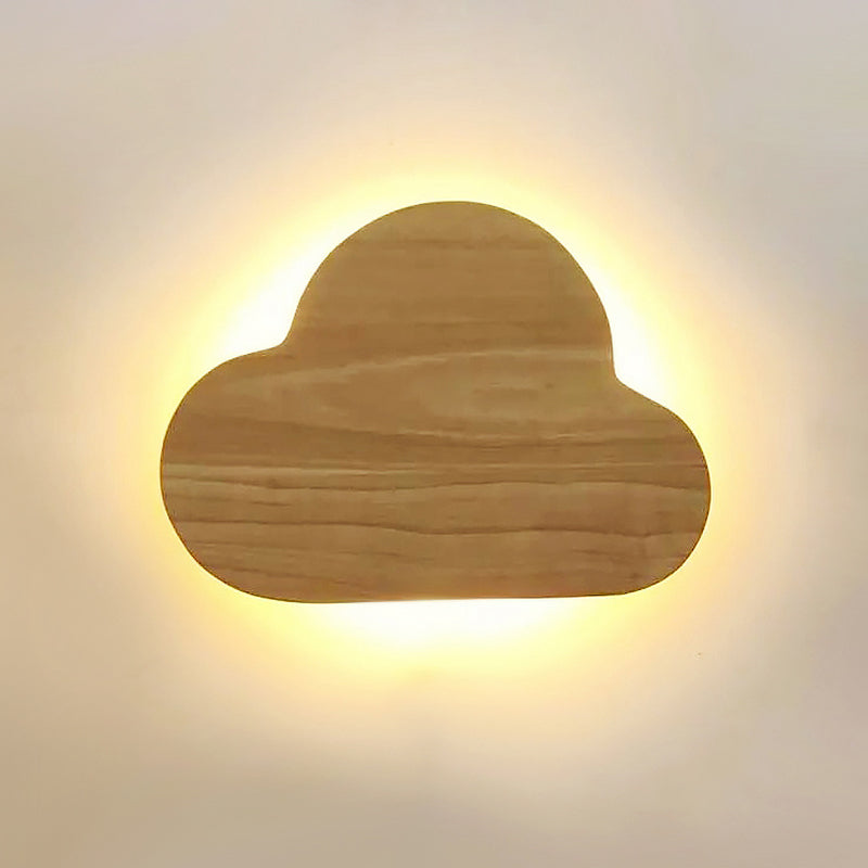Skørter | Wooden Cloud Flush Mount Wall Lamp Minimalist Beige LED Wall Lamp in Warm/White Light