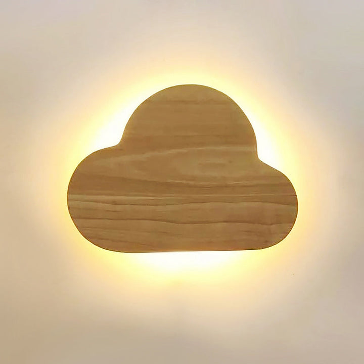 Skørter | Wooden Cloud Flush Mount Wall Lamp Minimalist Beige LED Wall Lamp in Warm/White Light