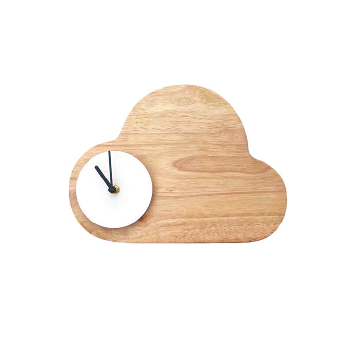 Skørter | Cartoon Cloud Wood Flush Mount LED Wall Lamp with Black/White Clock for Children's Bed, Warm/White Light