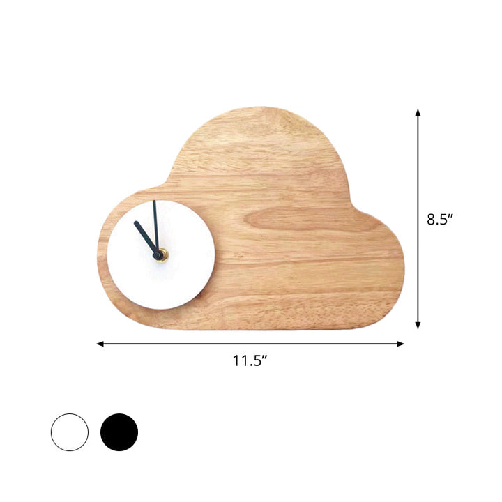 Skørter | Cartoon Cloud Wood Flush Mount LED Wall Lamp with Black/White Clock for Children's Bed, Warm/White Light