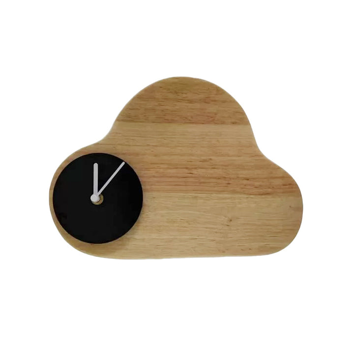 Skørter | Cartoon Cloud Wood Flush Mount LED Wall Lamp with Black/White Clock for Children's Bed, Warm/White Light