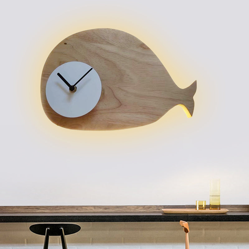 Skørter | Black/White/Beige Wal Wall Lighting Cartoon Wood LED Wall Lamp with/without Clock in Warm/White Light