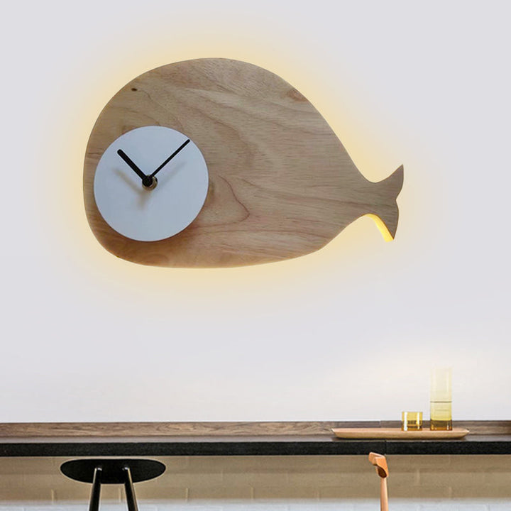 Skørter | Black/White/Beige Wal Wall Lighting Cartoon Wood LED Wall Lamp with/without Clock in Warm/White Light