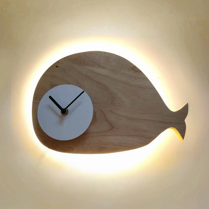 Skørter | Black/White/Beige Wal Wall Lighting Cartoon Wood LED Wall Lamp with/without Clock in Warm/White Light