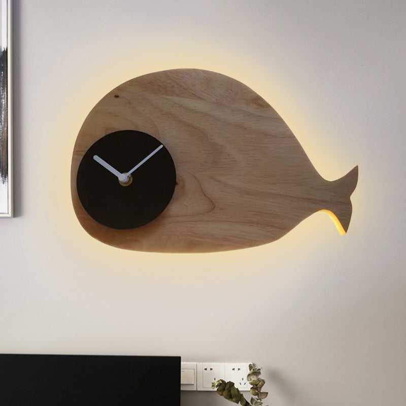 Skørter | Black/White/Beige Wal Wall Lighting Cartoon Wood LED Wall Lamp with/without Clock in Warm/White Light