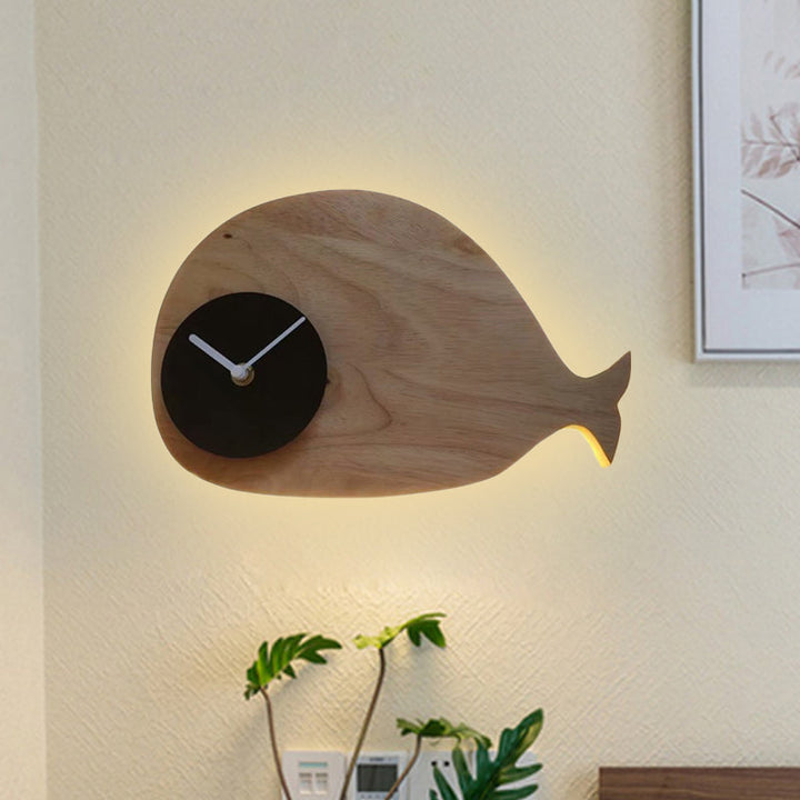 Skørter | Black/White/Beige Wal Wall Lighting Cartoon Wood LED Wall Lamp with/without Clock in Warm/White Light