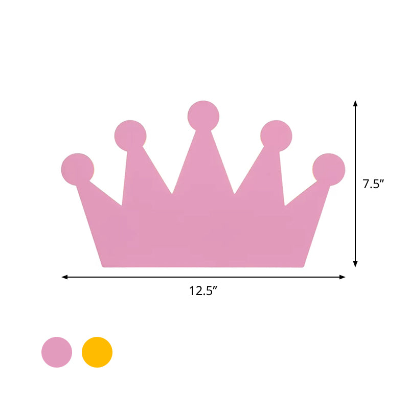 Skørter | Crown Kids Bedroom Wall Light Made of Wood Cartoon LED Surface Wall Lamp in Yellow/Pink