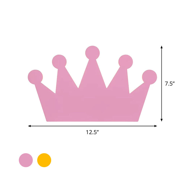 Skørter | Crown Kids Bedroom Wall Light Made of Wood Cartoon LED Surface Wall Lamp in Yellow/Pink
