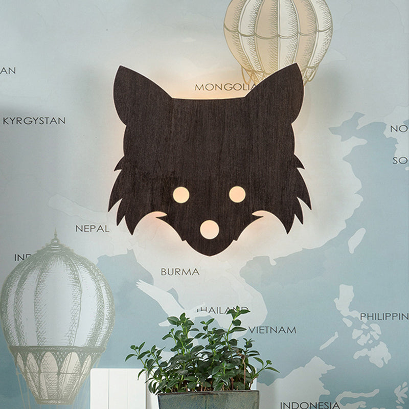 Skørter | Wood Fox Wall Lamp Kids Black LED Built-in Wall Lamp in Warm/White Light for Bedroom
