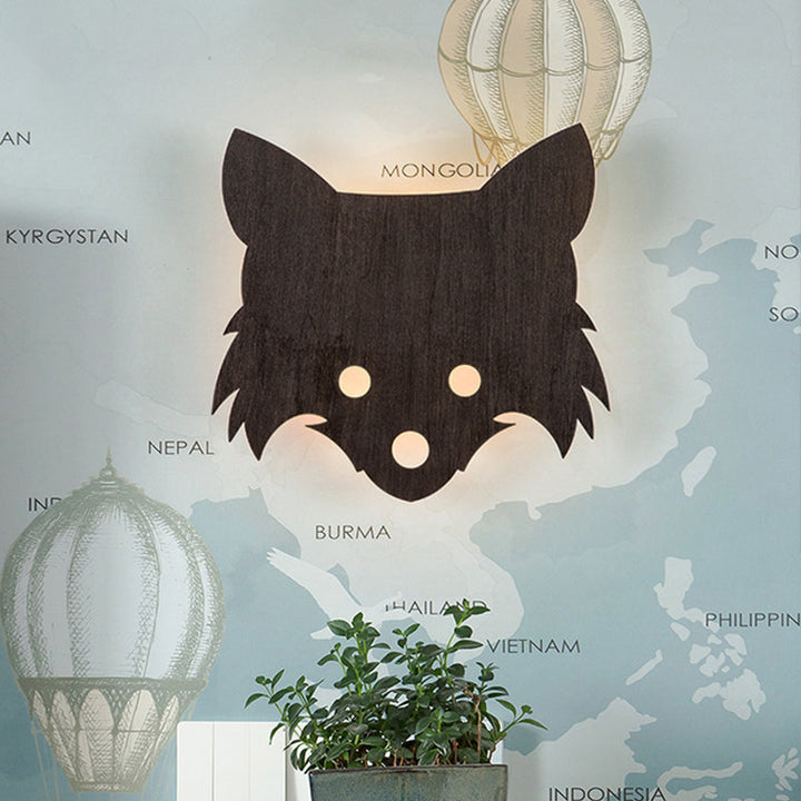 Skørter | Wood Fox Wall Lamp Kids Black LED Built-in Wall Lamp in Warm/White Light for Bedroom