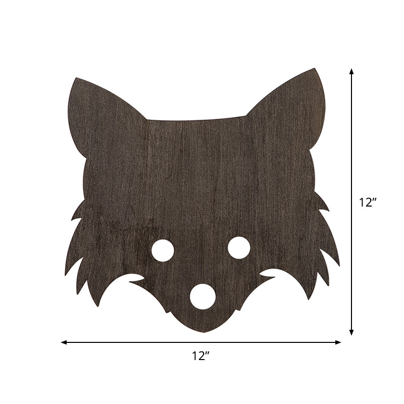 Skørter | Wood Fox Wall Lamp Kids Black LED Built-in Wall Lamp in Warm/White Light for Bedroom