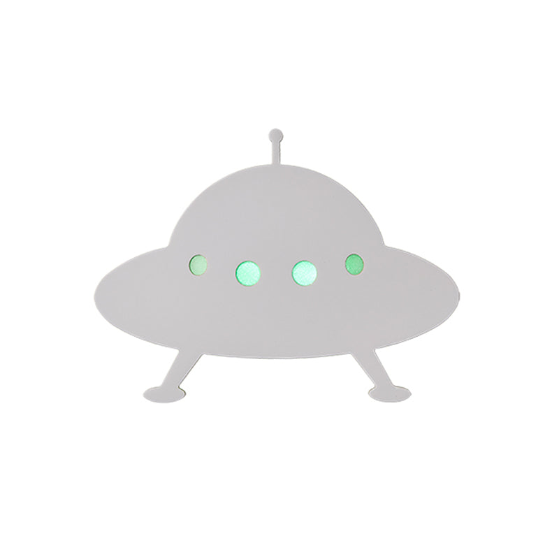 Skørter | Children's UFO Flush Mount Wall Lamp Wood Children's Bed LED Wall Lamp in White with Remote Control