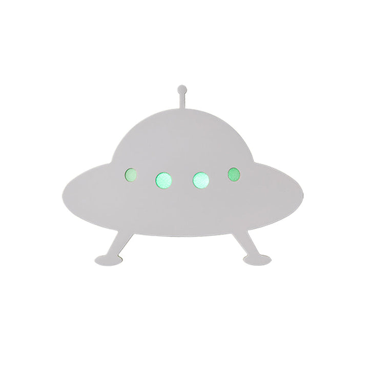 Skørter | Children's UFO Flush Mount Wall Lamp Wood Children's Bed LED Wall Lamp in White with Remote Control