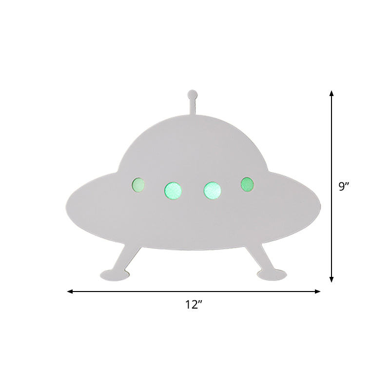 Skørter | Children's UFO Flush Mount Wall Lamp Wood Children's Bed LED Wall Lamp in White with Remote Control