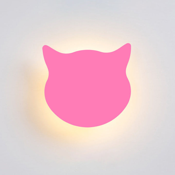 Skørter | Cat Head Mini Wall Lamp Cartoon Wooden Preschool LED Surface Mount Wall Lamp in Pink/Blue/Yellow