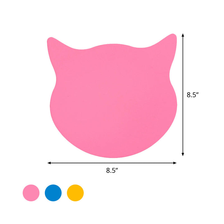 Skørter | Cat Head Mini Wall Lamp Cartoon Wooden Preschool LED Surface Mount Wall Lamp in Pink/Blue/Yellow