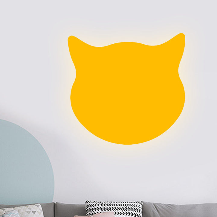 Skørter | Cat Head Mini Wall Lamp Cartoon Wooden Preschool LED Surface Mount Wall Lamp in Pink/Blue/Yellow