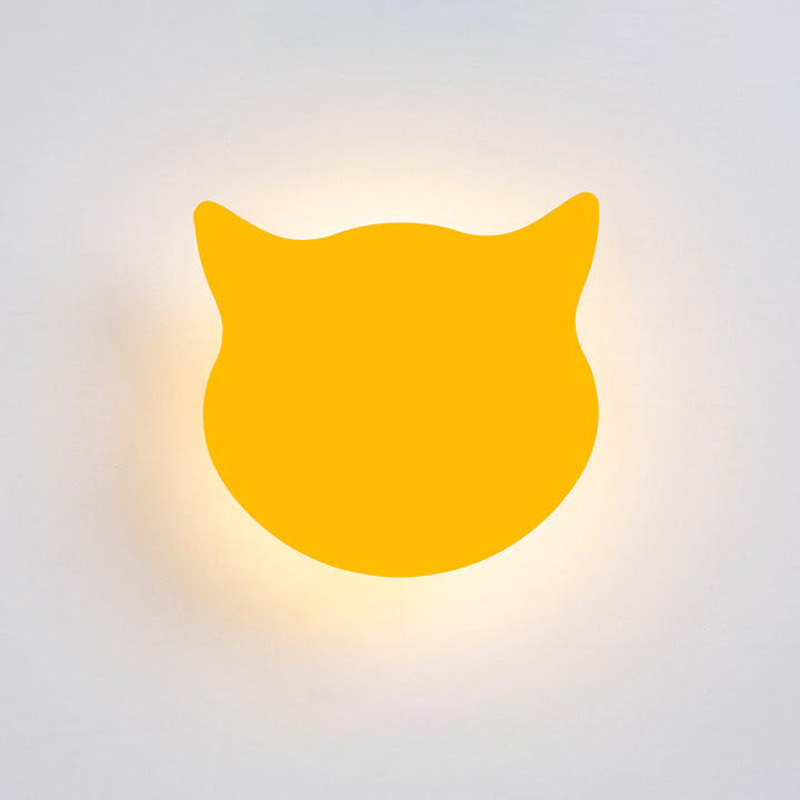Skørter | Cat Head Mini Wall Lamp Cartoon Wooden Preschool LED Surface Mount Wall Lamp in Pink/Blue/Yellow