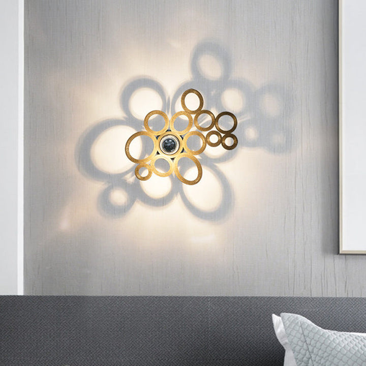 Skørter | Coffee Bubble Ring Wall Lamp Modern Style 1 Bulb Wooden Wall Lighting Ideas for Living Room
