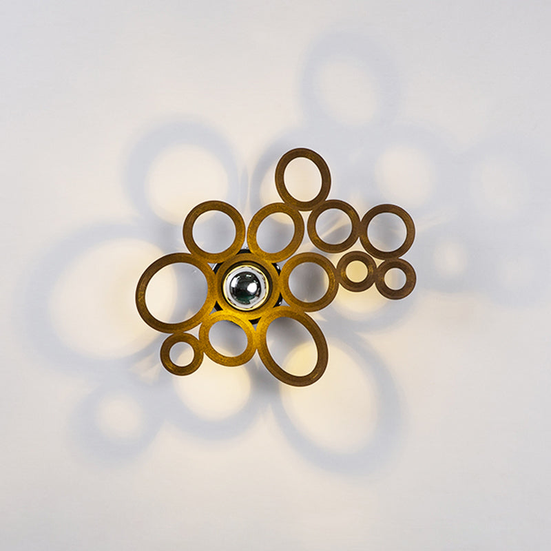Skørter | Coffee Bubble Ring Wall Lamp Modern Style 1 Bulb Wooden Wall Lighting Ideas for Living Room