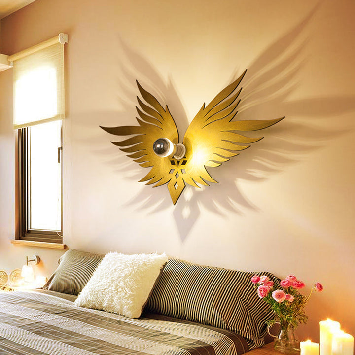 Skørter | Wooden Engraved Eagles Wall Lamp Nordic Single Beige/Gold/Coffee Wall Lamp Lighting for Living Room