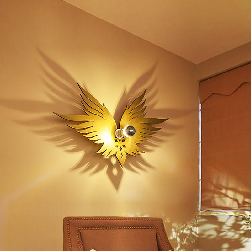 Skørter | Wooden Engraved Eagles Wall Lamp Nordic Single Beige/Gold/Coffee Wall Lamp Lighting for Living Room