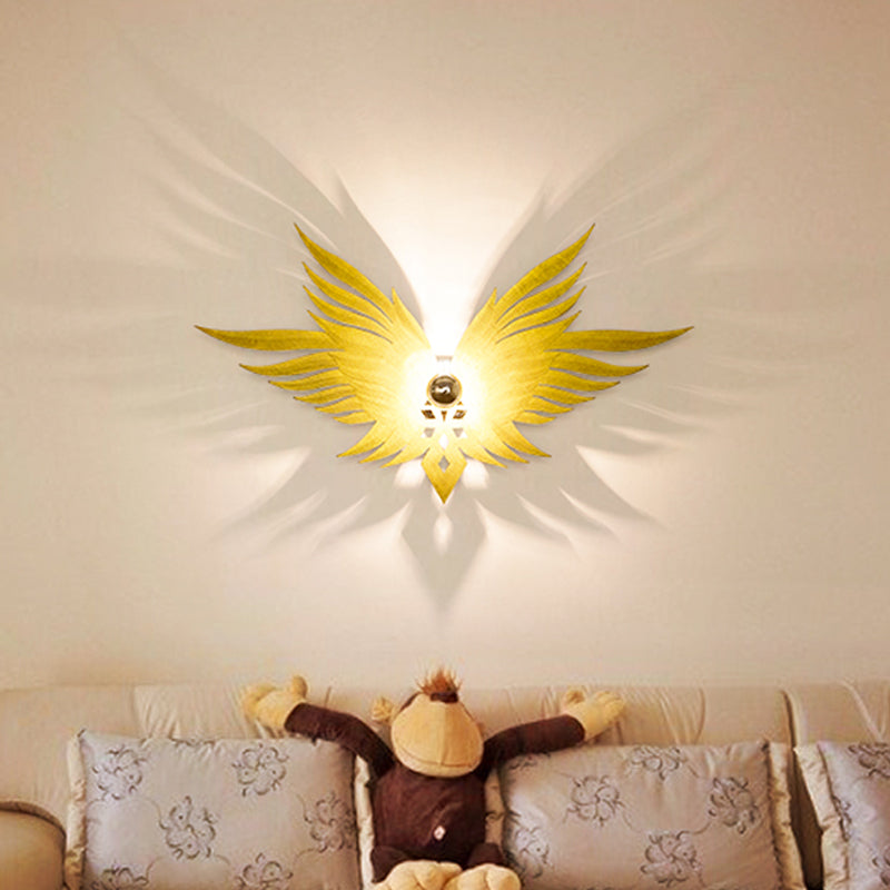 Skørter | Wooden Engraved Eagles Wall Lamp Nordic Single Beige/Gold/Coffee Wall Lamp Lighting for Living Room