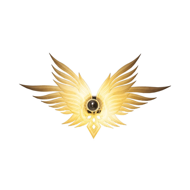 Skørter | Wooden Engraved Eagles Wall Lamp Nordic Single Beige/Gold/Coffee Wall Lamp Lighting for Living Room