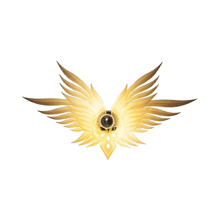 Skørter | Wooden Engraved Eagles Wall Lamp Nordic Single Beige/Gold/Coffee Wall Lamp Lighting for Living Room