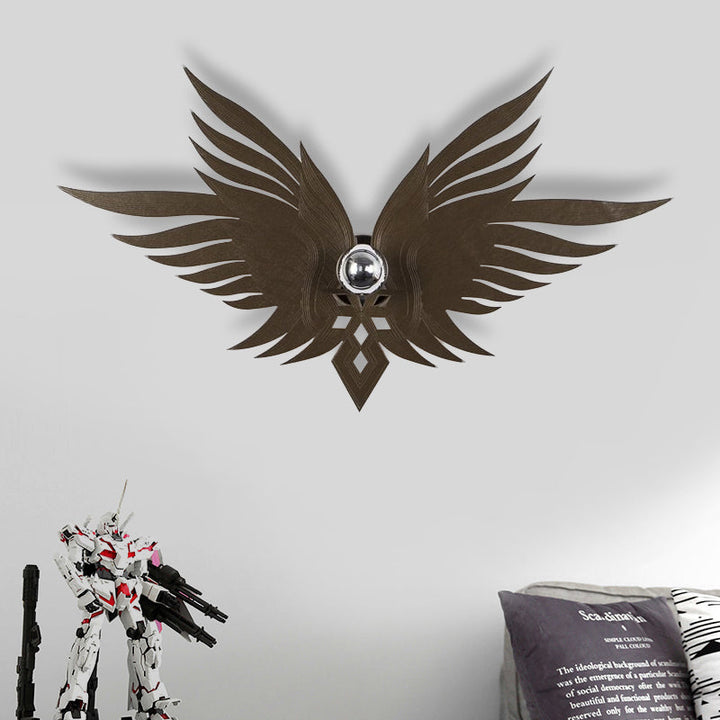 Skørter | Wooden Engraved Eagles Wall Lamp Nordic Single Beige/Gold/Coffee Wall Lamp Lighting for Living Room
