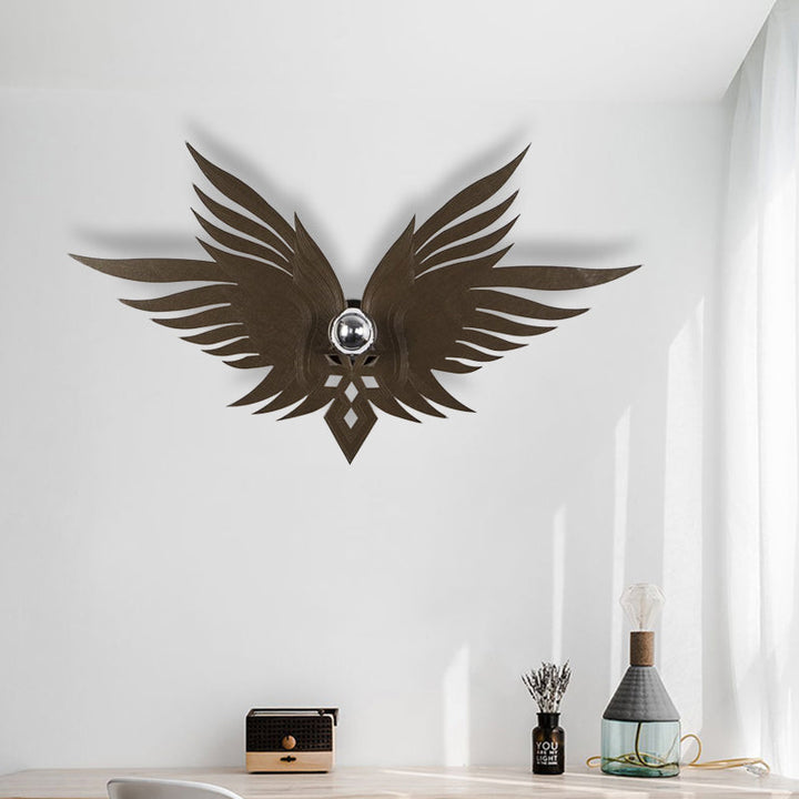Skørter | Wooden Engraved Eagles Wall Lamp Nordic Single Beige/Gold/Coffee Wall Lamp Lighting for Living Room