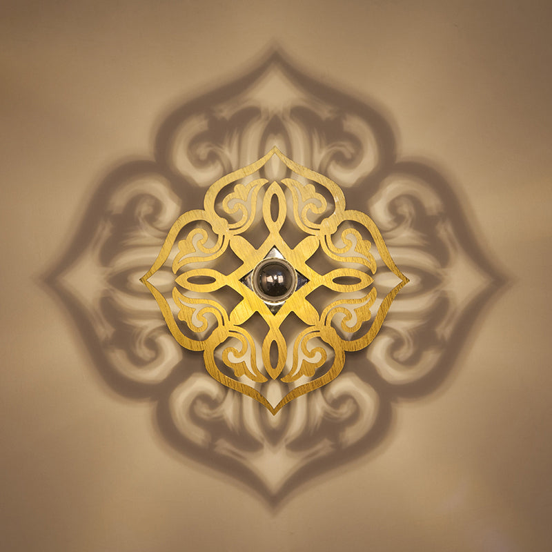 Skørter | Paper Cut Flower Wood Wall Light Nordic 1 Head Beige Wall Light for Hallway