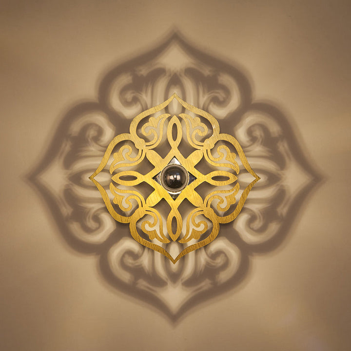 Skørter | Paper Cut Flower Wood Wall Light Nordic 1 Head Beige Wall Light for Hallway