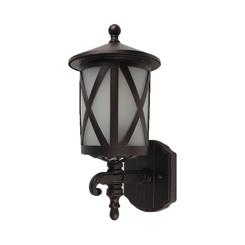Skørter | Black X-Cage Wall Light Fixture Country Style Opal Glass 1 Head Yard Wall Mounted Light