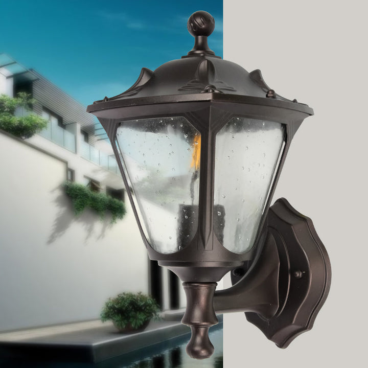Skørter | Lantern Outdoor Wall Lighting Light Rustic Style Clear Bubble Glass 1-Head Black Finish Wall Switch