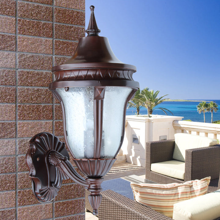 Skørter | 1 Bulb Clear Seedy Glass Wall Lamp Retro Rust Urn Shade Outdoor Wall Lighting Ideas