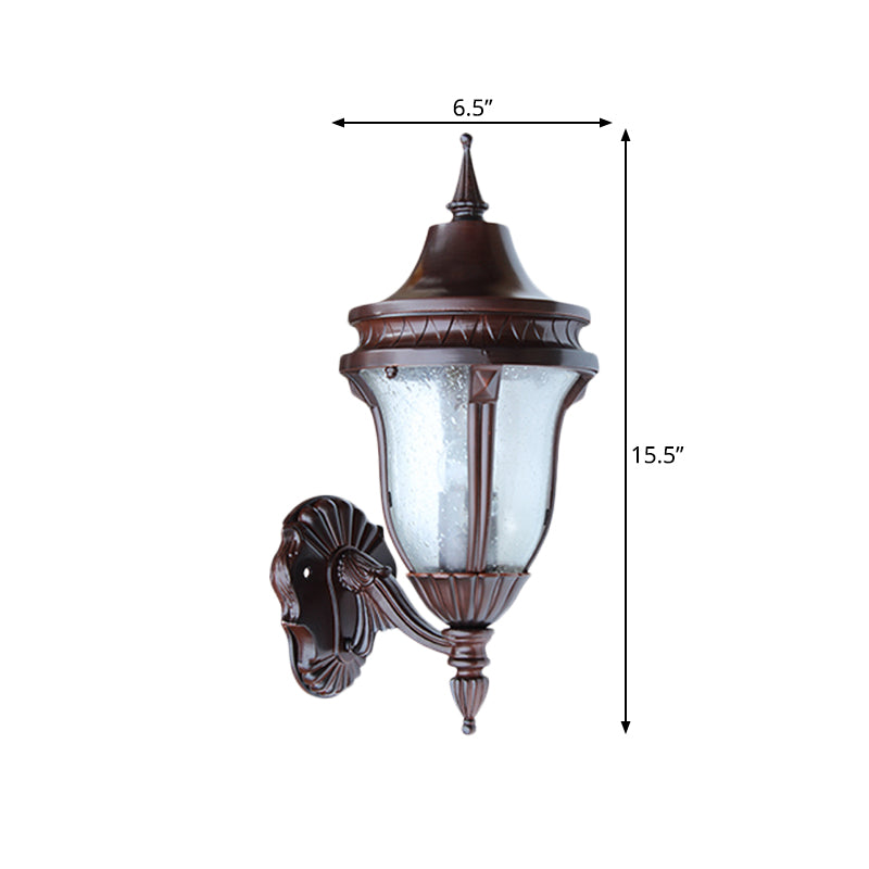 Skørter | 1 Bulb Clear Seedy Glass Wall Lamp Retro Rust Urn Shade Outdoor Wall Lighting Ideas