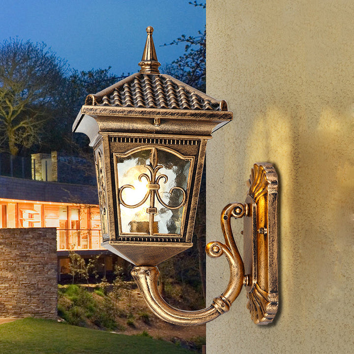 Skørter | Black/Bronze 1 Light Wall Mount Light Country House Clear Glass Lantern Shape Wall Lighting