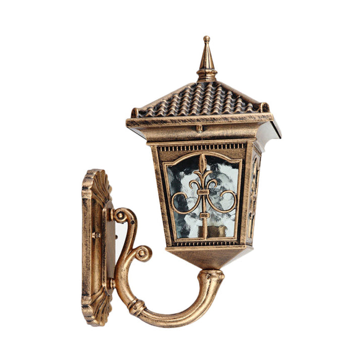 Skørter | Black/Bronze 1 Light Wall Mount Light Country House Clear Glass Lantern Shape Wall Lighting