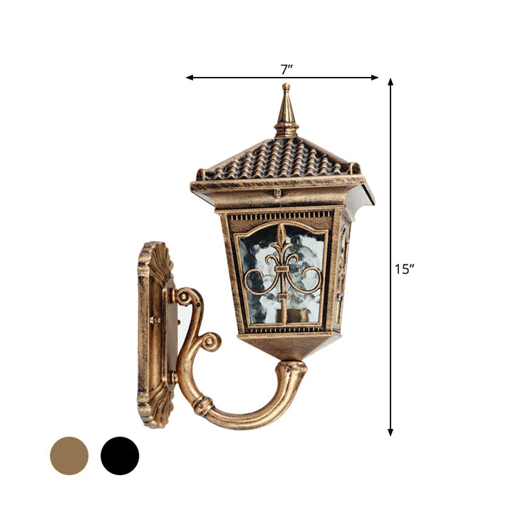 Skørter | Black/Bronze 1 Light Wall Mount Light Country House Clear Glass Lantern Shape Wall Lighting