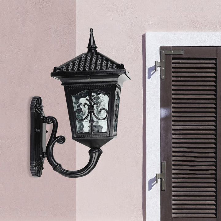 Skørter | Black/Bronze 1 Light Wall Mount Light Country House Clear Glass Lantern Shape Wall Lighting